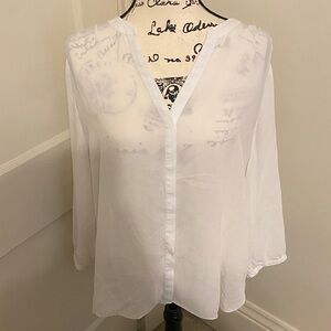 NYDJ Elegant Sheer White Blouse